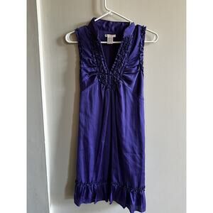 Esley Mini Dress Size Small Purple Ruffle hemline Tie Back